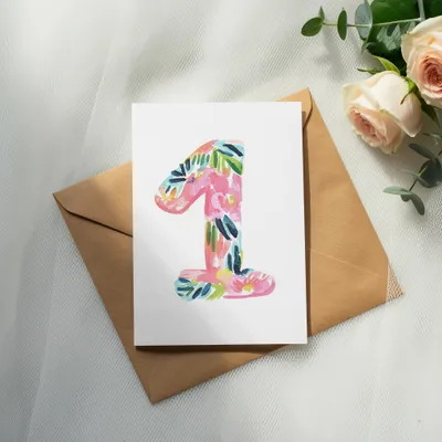 Number 1 Colorful Brushstroke SVG | First Birthday Preppy Clip Art Digital File | One Year Baby Celebration PNG Art Print | Milestone Decor