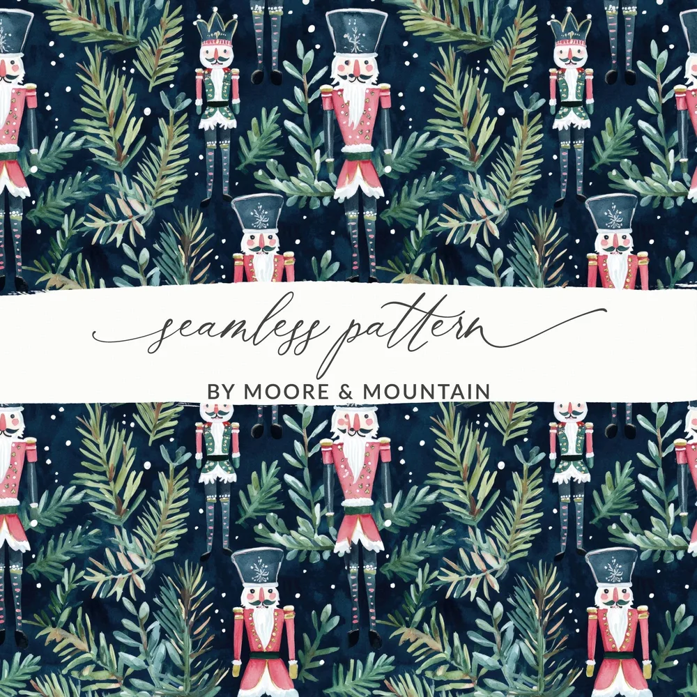 Nutcracker Digital Paper, Christmas Pattern, Seamless Nutcracker, Holiday Digital, Winter Digital Paper, Digital Download, JPEG, 12x12 - Moore and Mountain