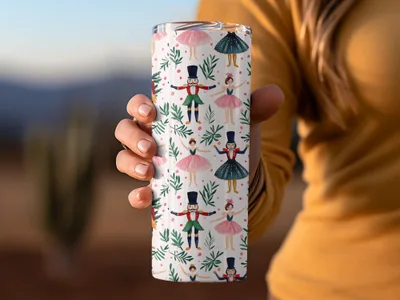 Nutcracker in Pink and Green Background Pattern Digital - Moore and Mountain