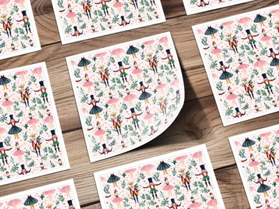 Nutcracker in Pink and Green Background Pattern Digital - Moore and Mountain