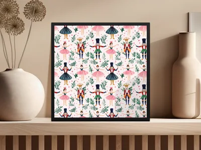 Nutcracker in Pink and Green Background Pattern Digital - Moore and Mountain