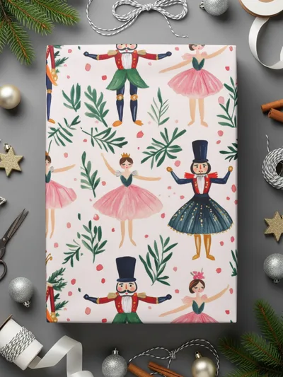 Nutcracker in Pink and Green Background Pattern Digital - Moore and Mountain