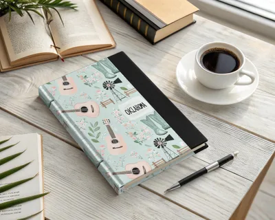 Oklahoma-Themed Floral Guitar Hardcover Notebook