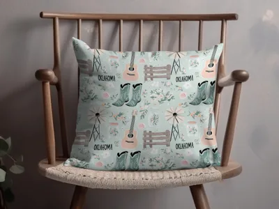 Oklahoma Themed Country Style Decorative Pillow