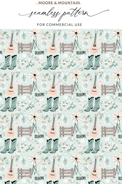Oklahoma Theme Seamless Pattern Design for Commercial Use