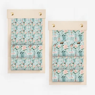Oklahoma Themed Floral and Guitar Pattern Fabric Swatches