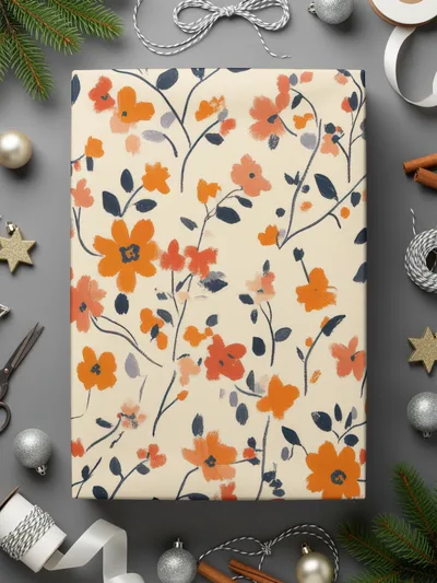Festive Floral Design Wrapping Paper for Special Occasions