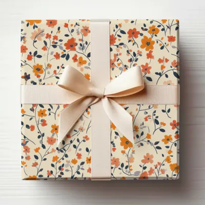 Elegant Gift Box with Orange Floral Pattern Design