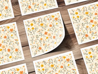 Cute Floral Print Design with Vintage Yellow Flowers