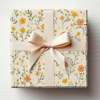 Elegant Floral Gift Wrap with Bow Design for Special Occasions