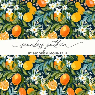 Orange Blossom Digital Paper, Seamless Pattern for Fabric, Floral Scrapbook Paper, Commercial Use Pattern, Digital Print, JPEG Files