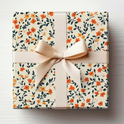 Floral Gift Box with Cream Ribbon Party Favor Box