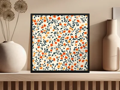 Vibrant Floral Pattern Framed Art Print for Home Decor