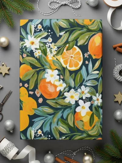Orange Floral Digital Paper, Citrus Seamless Pattern, Commercial Use, JPEG Files, Trendy Design, Floral Design, Digital Download - Moore and Mountain