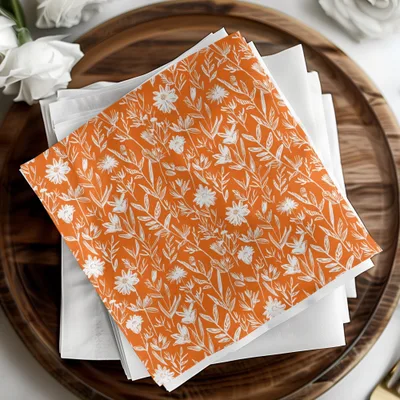 Orange Floral Seamless Pattern, Digital Paper, Flower Pattern, Repeating Design, Botanical Illustration, Spring Pattern, JPEG Files - Moore and Mountain