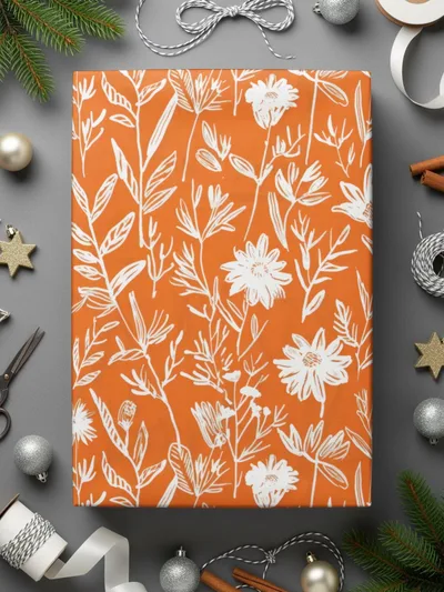 Orange Floral Seamless Pattern, Digital Paper, Flower Pattern, Repeating Design, Botanical Illustration, Spring Pattern, JPEG Files - Moore and Mountain
