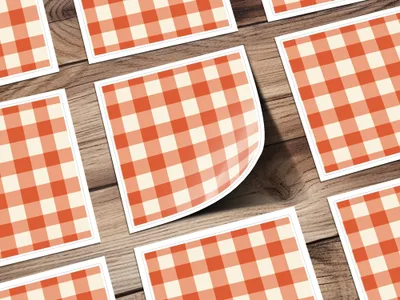 Orange Gingham Digital Paper, Checkered Pattern Download, Rustic Fabric Background, Seamless Plaid Digital Texture, Scrapbook Supply - Moore and Mountain