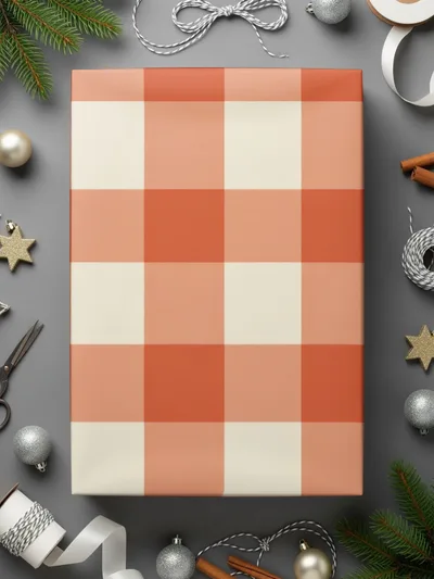 Orange Gingham Digital Paper, Checkered Pattern Download, Rustic Fabric Background, Seamless Plaid Digital Texture, Scrapbook Supply - Moore and Mountain