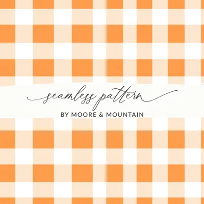 Orange Gingham Pattern, Checkered Seamless Pattern, Digital Paper, Commercial Use