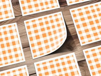 Orange and White Buffalo Plaid Pattern Sticker Sheets