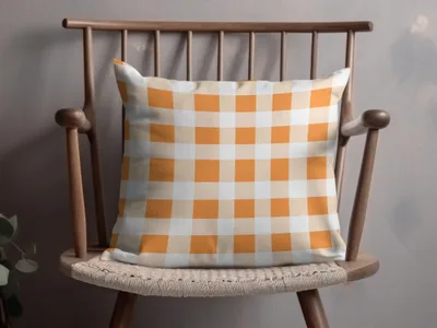 Bright Gingham Patterned Square Decorative Pillow