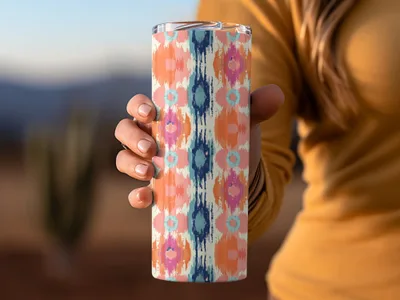 Vibrant Ikat Pattern Travel Tumbler for Drinks