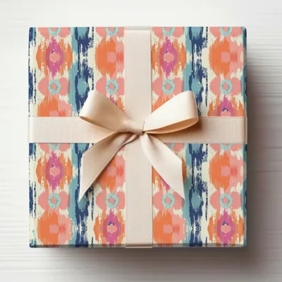 Colorful Abstract Patterned Gift Wrap with Ribbon