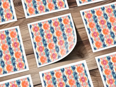 Colorful Ikat Pattern Stickers Decorative Sticker Sheet