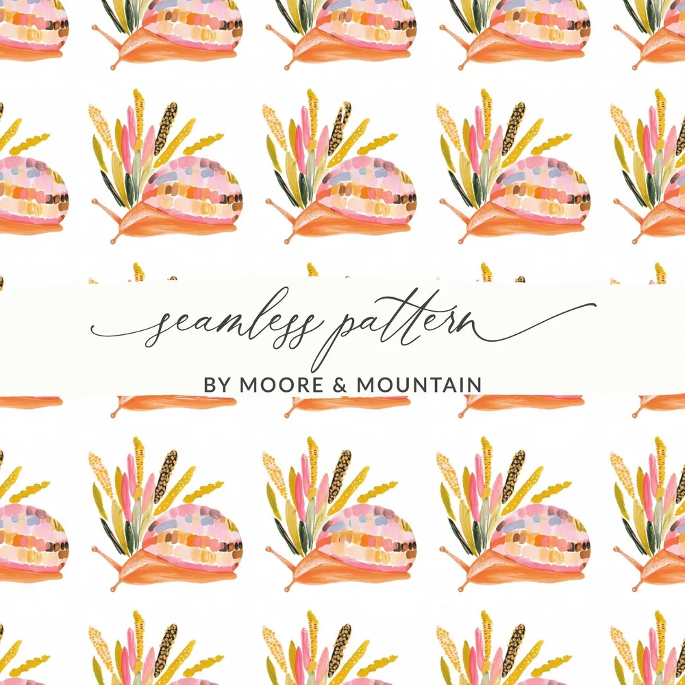 Orange Snail with Colorful Shell Pattern Digital - Moore and Mountain