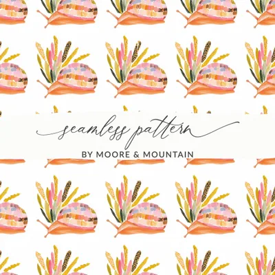 Orange Snail with Colorful Shell Pattern Digital