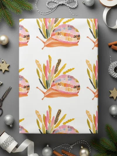 Orange Snail with Colorful Shell Pattern Digital - Moore and Mountain