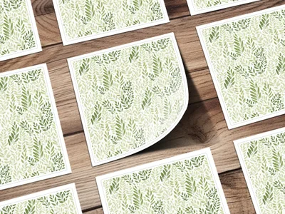 Elegant Botanical Leaf Pattern Customizable Greeting Cards