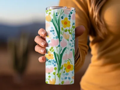 Floral Patterned Stainless Steel Tumbler Product