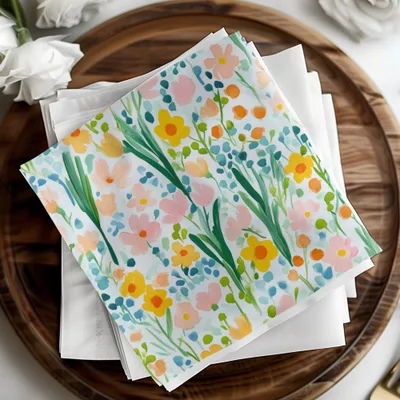 Vibrant Floral Design with Mixed Flowers Napkin Product