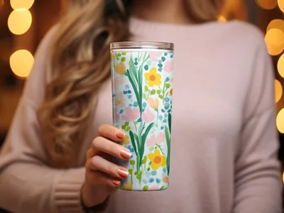 Beautiful Floral Patterned Insulated Tumbler Cup