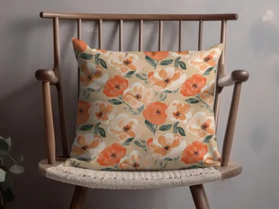 Painted Floral Pattern Peach and Orange Flowers Digital - Moore and Mountain
