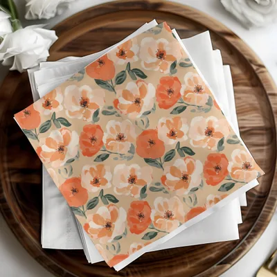 Painted Floral Pattern Peach and Orange Flowers Digital - Moore and Mountain