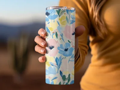 Painted Flowers on Cream Seamless Grandmillenial Digital - Moore and Mountain