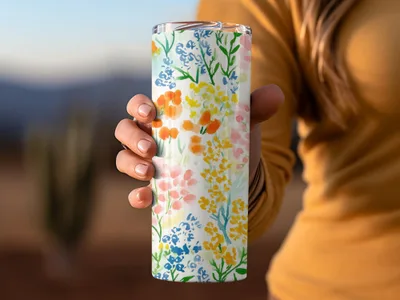 Colorful Floral Print Tumbler for On-the-Go Hydration