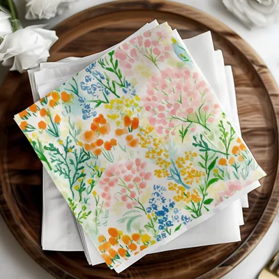 Floral Watercolor Print Napkins with Spring Design