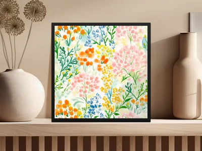 Colorful Hand-Painted Floral Artwork for Home Decor