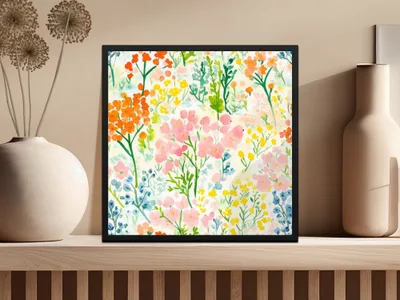 Colorful Floral Pattern Art Print for Elegant Home Decor