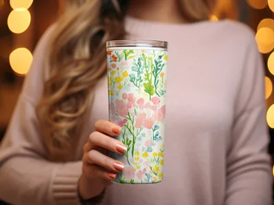 Colorful Floral Pattern Insulated Tumbler Cup Product