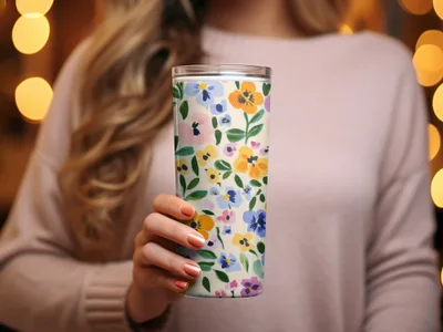 Vibrant Floral Pattern Insulated Tumbler Product