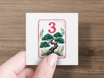 Painted Mahjong Tile PNG Digital Download, Pink Bonsai Tree 3 Bamboo Clipart, Chinoiserie Grandmillennial Art, Preppy Game Night Printable