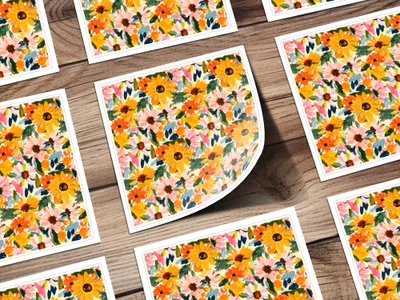 Vibrant Sunflower and Daisy Floral Pattern art print