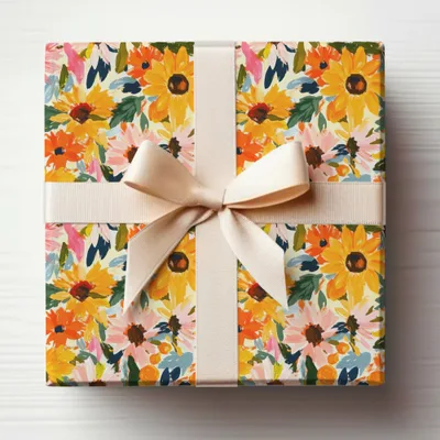 Floral Sunflower Patterned Gift Wrapping Box Product