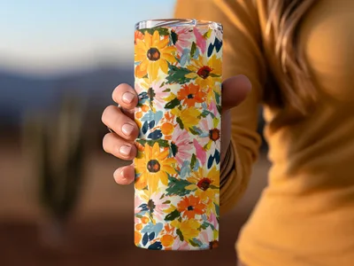 Colorful Flower Pattern Insulated Tumbler Cup product
