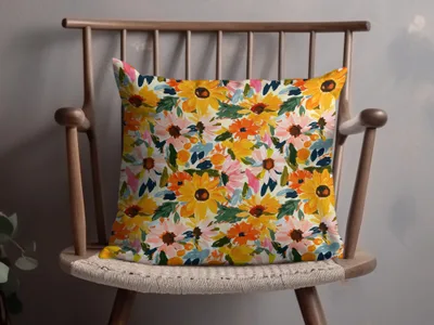 Bright Floral Pattern Decorative Pillow Cushion