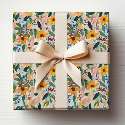 Floral Gift Wrap with Ribbon Perfect for Special Occasions